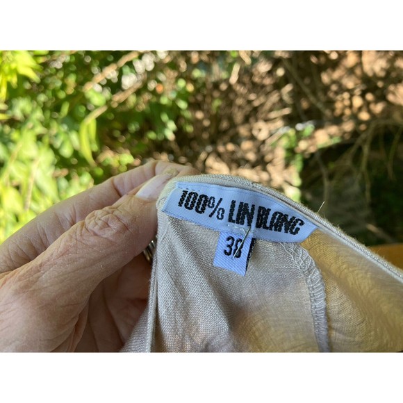 Lin Blanc long 100% linen dress khaki sleeveless unique LAGENLOOK Italy 38 M - Picture 4 of 6